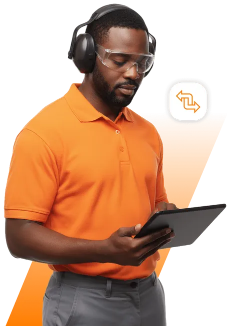 Homem de boné utilizando um tablet
