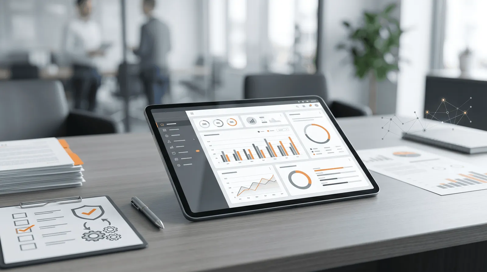 tablet que mostra a gestão de terceiros