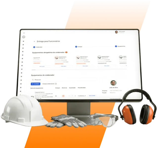 Pantalla de ordenador mostrando el sistema de entrega de EPIs